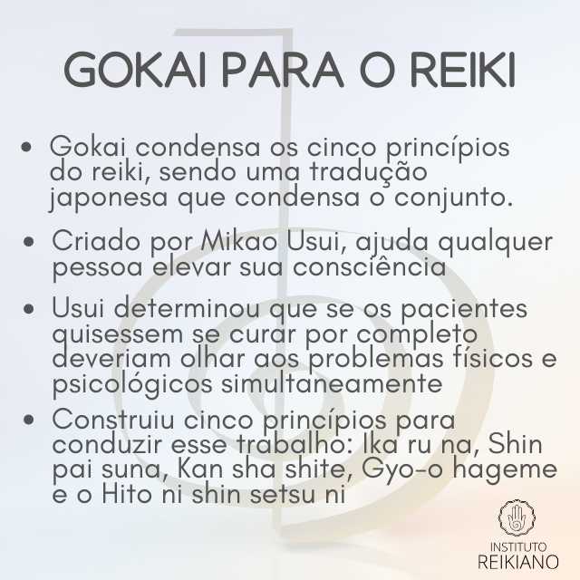 Gokai significado para o reiki, quadro resumo